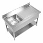 SERIAPRO - Plonge 1 bac avec dosseret et étagère - 1200 x 600 mm