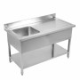 SERIAPRO - Plonge 1 bac avec dosseret et étagère - 1200 x 600 mm