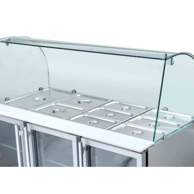 CPC - Saladette réfrigérée 4 GN 1/1 - 3 portes vitrées