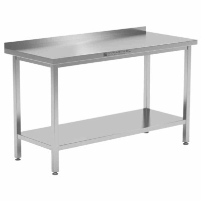 CPC - Table inox avec dosseret et étagère - 1600 x 700 mm