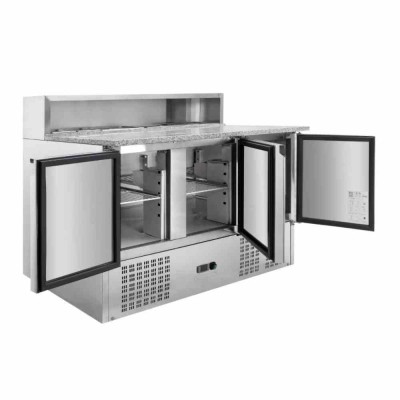 CPC - Meuble à pizza réfrigéré - 3 portes - 8 bacs GN 1/6