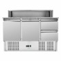 SERIAPRO - Meuble à pizza réfrigéré toit inox 8 x GN1/6 - 2 portes et 2 tiroirs