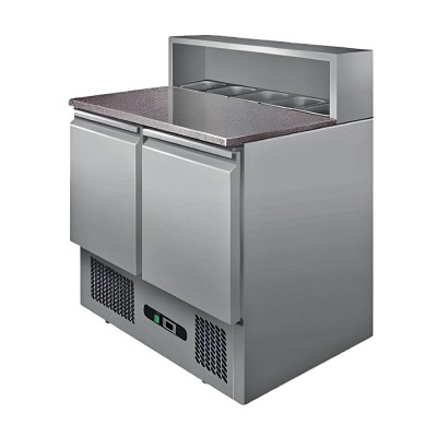 L2G - Meuble réfrigéré à pizza 2 portes GN 1/1 dessus granit 5 GN 1/6