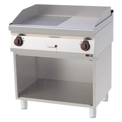 REDFOX - Plaque de cuisson 800x510 électrique chromée combinée soubassement 400 V - FTHRC 70/80 E