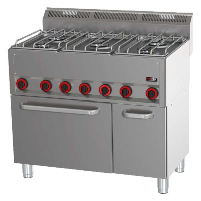 REDFOX - Fourneau combiné four à air chaud électrique GN 1/1 - 5x brûleur - SPT 90/5 GL