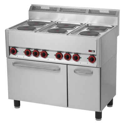 REDFOX - Fourneau électrique four à air chaud électrique GN 1/1 - 6x feu 400 V - SPT 90 ELS