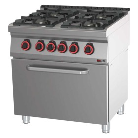 REDFOX - Fourneau combiné four électrique statique GN 2/1 - 4x brûleur ECO - SPBT 70/80 21 GE