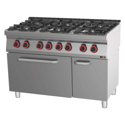 REDFOX - Fourneau combiné four électrique statique GN 2/1 - 6x brûleur - SPT 70/120 21 GE