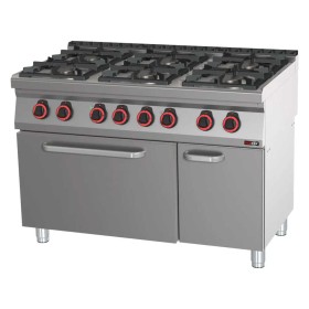REDFOX - Fourneau combiné four électrique statique GN 2/1 - 6x brûleur ECO - SPBT 70/120 21 GE