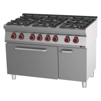 REDFOX - Fourneau combiné four électrique statique GN 2/1 - 6x brûleur ECO - SPBT 70/120 21 GE