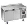 L2G - Desserte réfrigérée inox adossée négative 2 portes sur roulettes