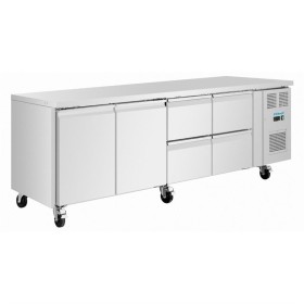 POLAR - Tour pâtissier série U 2 portes et 4 tiroirs, plan de travail inox