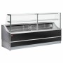 DIAMOND - Comptoir vitrine réfrigérée vitre droite 90°, avec réserve - GRIS/NOIR L. 2000 mm