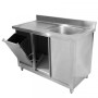 cpcECO - Meuble Plonge 1 Bac avec Dosseret et Poubelle - 1200 x 600 mm