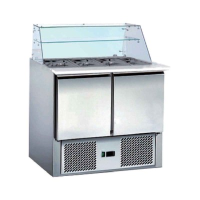 Saladette réfrigérée 2 portes, cuve 2 GN 1/1 + 3 GN 1/6 - CHR-AVENUE