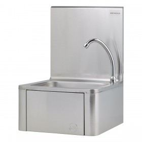 Lave-mains inox mural, avec panneau basculant, commande fémorale - LMD