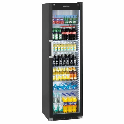 Armoire positive porte vitrée, carrosserie epoxy noir, 449L - LIEBHERR