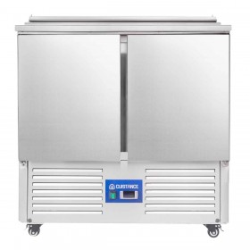  Saladette réfrigérée 2 portes, plan de travail inox et dessus GN 1/6