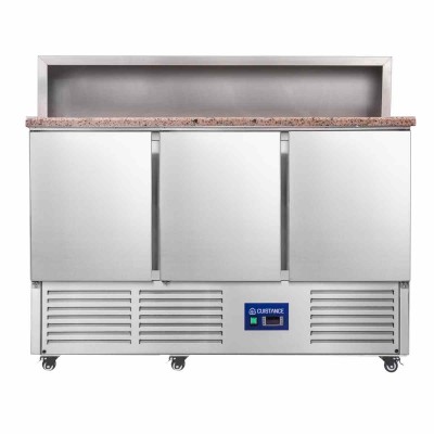 Meuble à pizza dessus granit 3 portes GN 1/1 + structure 8x GN 1/6