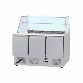 Saladette 3 portes pour 12 bacs GN 1/3  et vitre droite - ESL3814GR-D - ATOSA