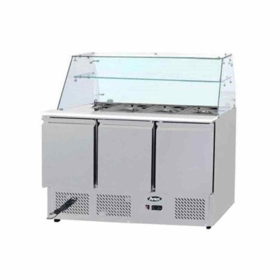 Saladette 3 portes pour 12 bacs GN 1/3  et vitre droite - ESL3814GR-D - ATOSA