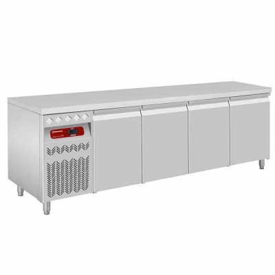 Table réfrigérée 550 L, 4 portes GN 1/1, groupe à gauche - DIAMOND