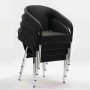 BOLERO - Fauteuils enveloppants bistro en rotin PE anthracite (lot de 4)