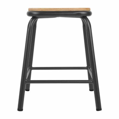 BOLERO - Tabourets bas avec assise en bois Cantina gris métal (lot de 4)