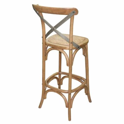 BOLERO - Tabouret de bar en bois avec dossier croisé métal