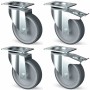 DIAMOND - Kit 4 roues pivotantes inox, 2 avec frein