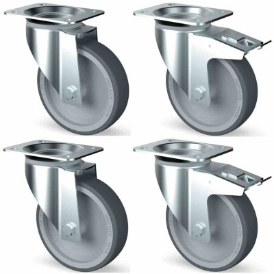 DIAMOND - Kit 4 roues pivotantes inox, 2 avec frein