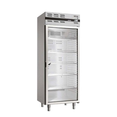 AFI - Armoire froide positive ventilée GN 2/1 476 L 1 porte vitrée inox