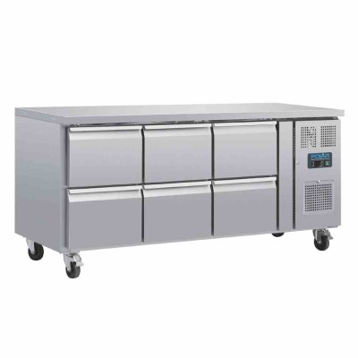 POLAR - Table réfrigérée positive, 6 tiroirs GN 1/1, froid ventilé