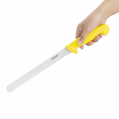 HYGIPLAS - Couteau à trancher denté jaune 255 mm