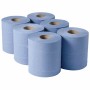 JANTEX - Essuie-mains x6 2 plis à dévidage central contact alimentaire bleu