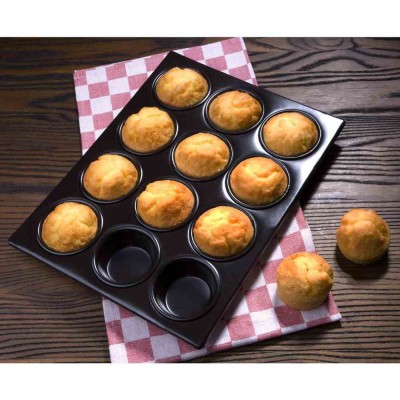 VOGUE - Plaque aluminium antiadhésive de 12 moules à muffins 