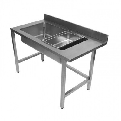 L2G - Table de déboîtage inox adossée L. 1600 mm