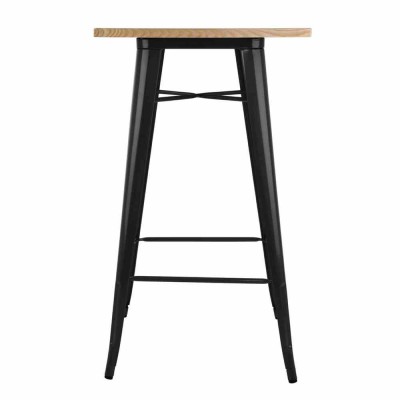 BOLERO - Table de bar Bistro noire avec plateau en bois