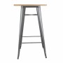 BOLERO - Table de bar Bistro grise avec plateau en bois