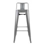 BOLERO - Tabourets hauts Bistro en acier gris métal avec dossier (lot de 4)