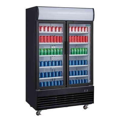 POLAR - Armoire positive 2 portes battantes caisson lumineux série G noire 950 L