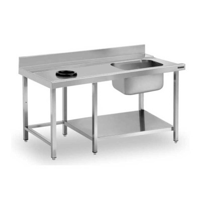 DISTFORM - Table de prélavage bac à droite étagère L. 1100 mm