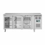 POLAR - Table réfrigérée positive inox 3 portes vitrées, capacité 358 L