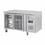 POLAR - Table réfrigérée positive inox 2 portes vitrées, capacité 205 L