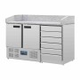 POLAR - Comptoir à pizza dessus marbre 2 portes 6 tiroirs à pâtons 257 L
