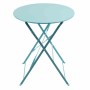 BOLERO - Table de terrasse ronde en acier bleu turquoise