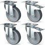 DIAMOND - Kit 4 roues pivotantes armoires, 2x avec freins 