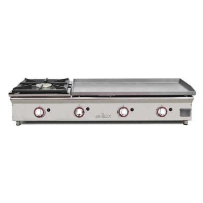 ARILEX - Plancha à gaz en acier laminé et feux 6 kW L. 1206 mm