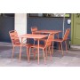BOLERO - Lot de 4 chaises à lattes en acier Terracotta