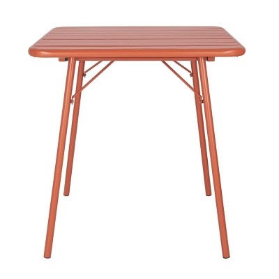 BOLERO - Table carrée à lattes en acier Terracotta